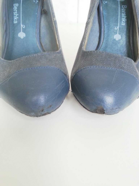Bershka blaue Highheels/Pumps aus Stoff und Kunstleder Gr. 38