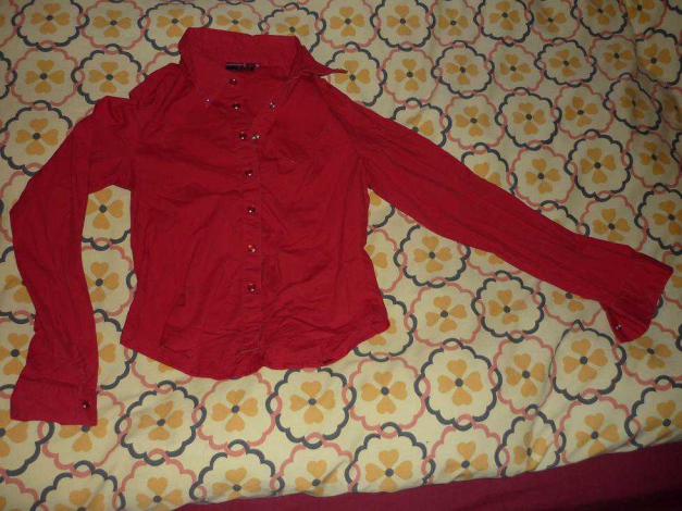 Rotes Hemd Bluse mit schönen Knöpfen * S 34 36 * strech