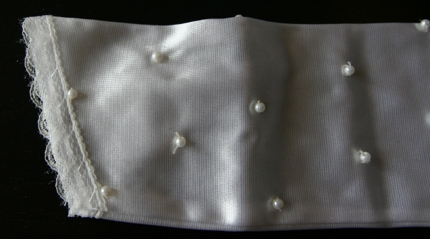 Brauthandschuhe Stulpen Handschuhe Braut Hochzeit weiß Perlen Spitze