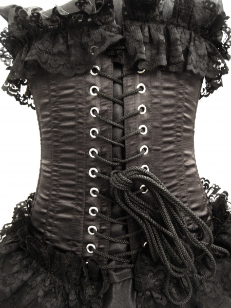 Echtes Unterbrust Schnür Korsett Satin Spitze S M Gothic Viktorianisch Romantik