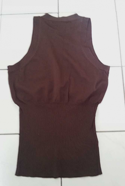 Mango Basic dunkelbraunes ärmelloses Strickoberteil/Weste mit V-Ausschnitt Gr. 36/S