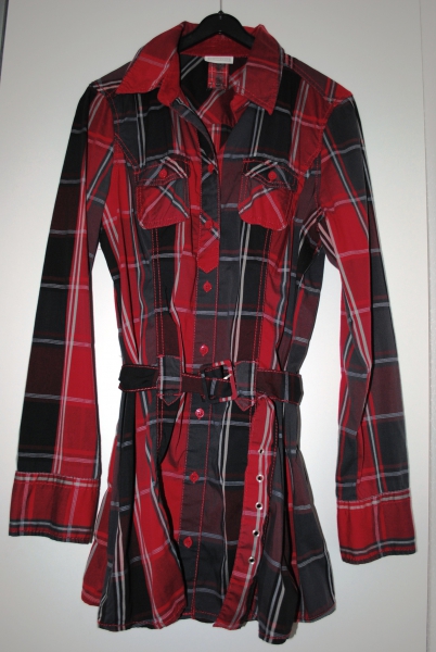 Lange rot-grau-schwarz-karierte Bluse von Street One
