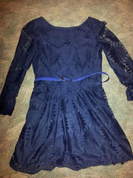 Spitzenkleid Romwe Blau S blogger Gürtel