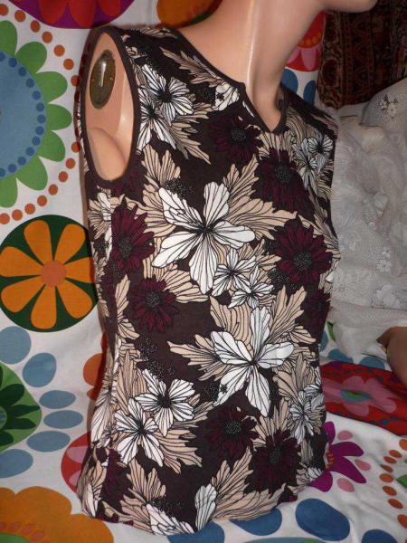 Tank Top * 36 38 * braun * s.Oliver * nature blumen cotton baumwolle