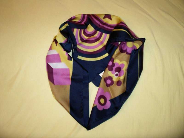 Großes Retro-Seidentuch/ Halstuch/ Schal