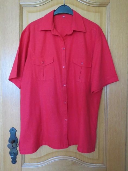 Bluse,leinen,rot Kurzarm