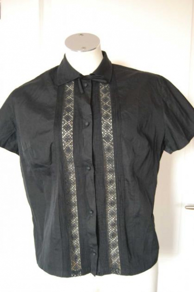 Vintage True schwarze Bluse mit Spitze Trendi