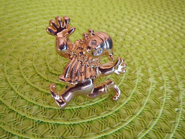 Brosche, klein, Modeschmuck, gold, Strasssteinen