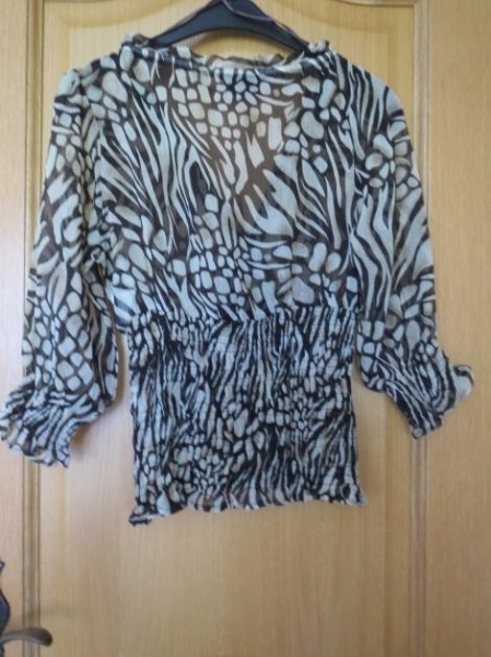 Sommerbluse,3/4 Arm,braun-beige,neu