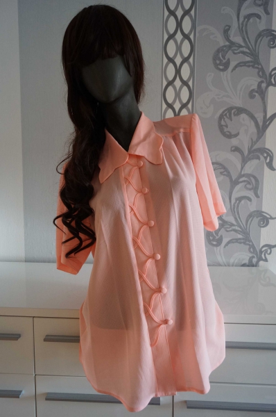 Vintage Hipster Apricot Hellrosa Granny Bluse M 38 auch L XL 40 42