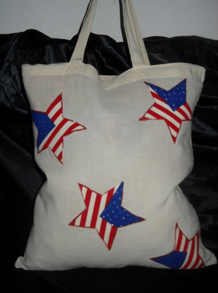American Flag DIY Stofftasche Jute Beutel Shopper Bag Tasche creme für Schule / Uni DIN A4 Blogger !