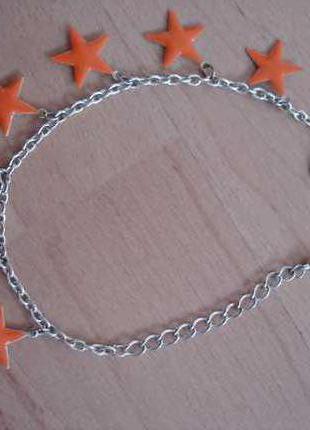 Sternenarmband, Weiß, Orange, Bettelarmband