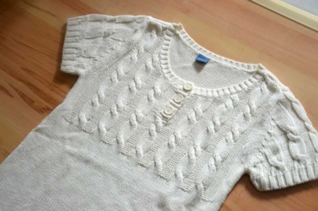 Wunderschönes Strick Kleidchen Strickkleid weiß Longshirt NEU 36 38 S