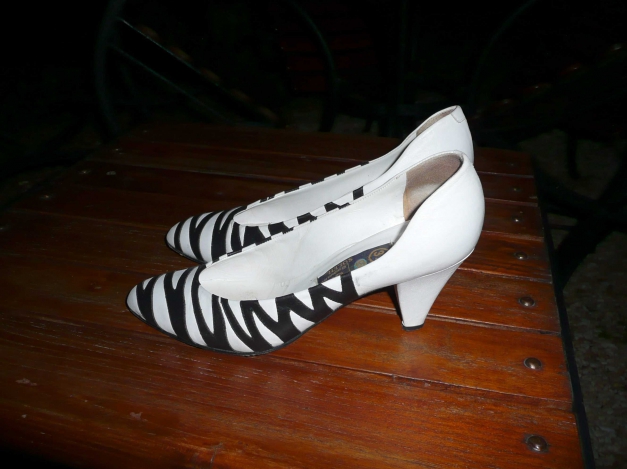 80er Vintage Pumps black & white Look Gr. 37
