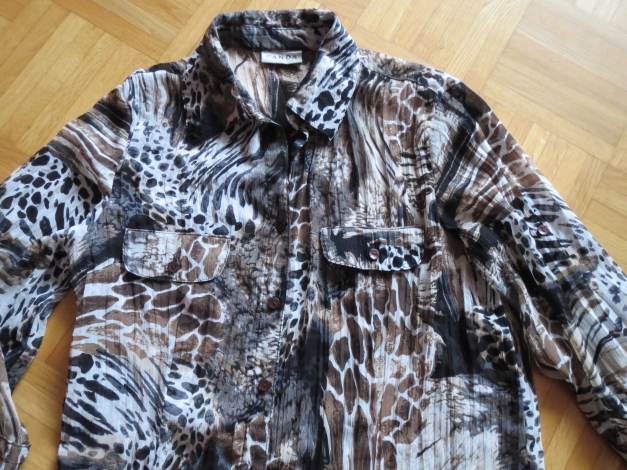 Longbluse,3/4Arm,braun-beige,Crashbluse