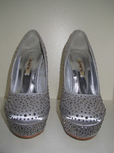 High Heels silber mit Strasssteinen Gr. 36