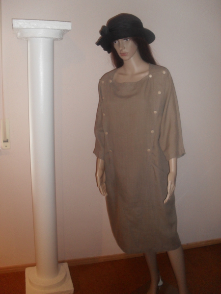 Modell Kleid Rodier Paris feines Leinen braun Größe 42