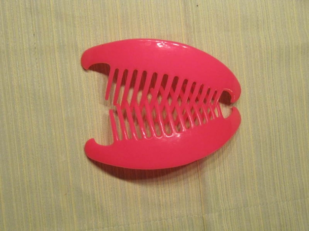 HAARSPANGE BANANE PINK WIE NEU KUNSTOFF RETRO VINTAGE