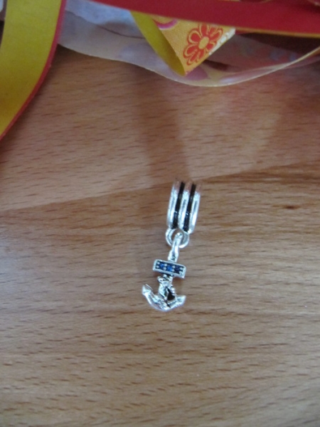 ANHÄNGER BETTELARMBAND KETTE CHARM ANKER MARINE SILBER BLAU MARITIM 