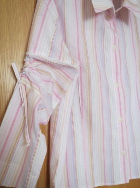 Bluse, Gr.42/M, Langarm, gestreift, rosa-weiß