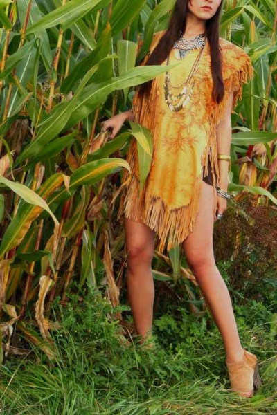 Original Indianer Echtleder Cape Kleid