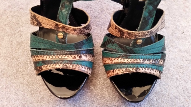 Buffalo Highheels grün kroko schwarz