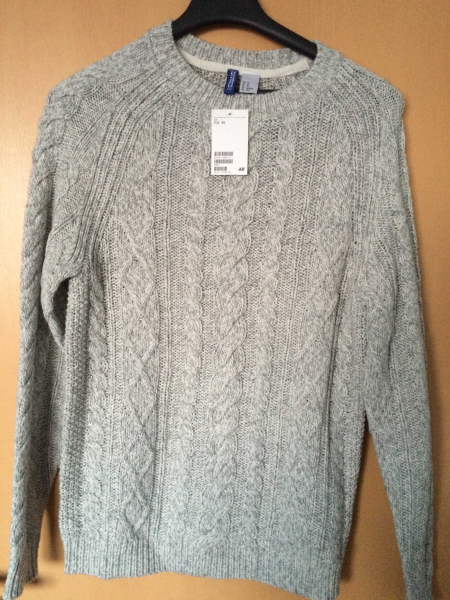 Grauer Zopfpullover H&M, XS, Neu