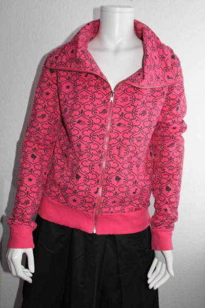 Sweatjacke pink-schwarz mit Reißverschluß