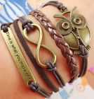 Armband Leder Braun Eule Infinity