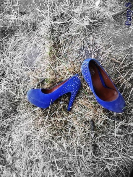 High heels Blau Glitzer Steine