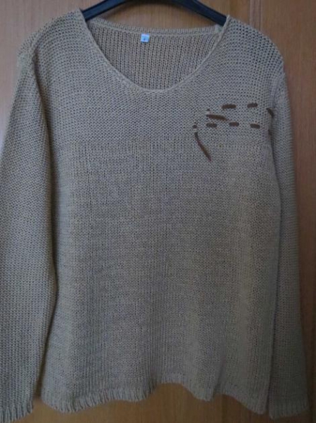 Strickpulli/ V-Ausschnitt,/ beige