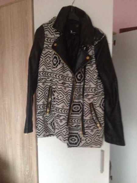 schwarz/weißer Aztekenmuster Parka/Jacke