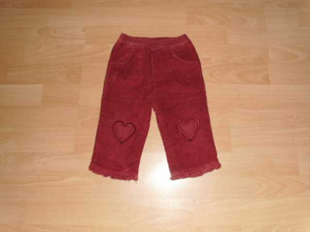 Cordhose, dunkelrot, mit Herzen, Gr. 80