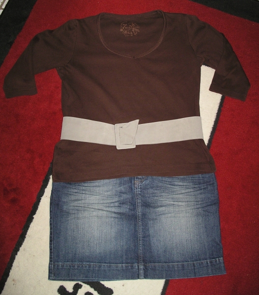 schokoladen braunes 3/4 shirt / hemd mit V- Auschnitt, M, 40-42