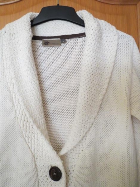 Strickjacke,weiß,Schalkragen