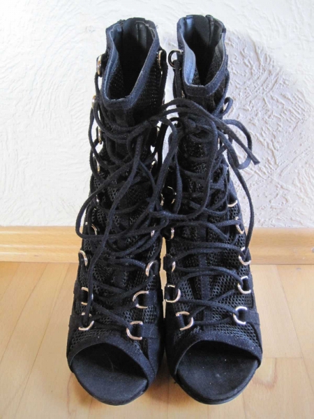 *** High Heels Stiefeletten Peeptoes Netz ***