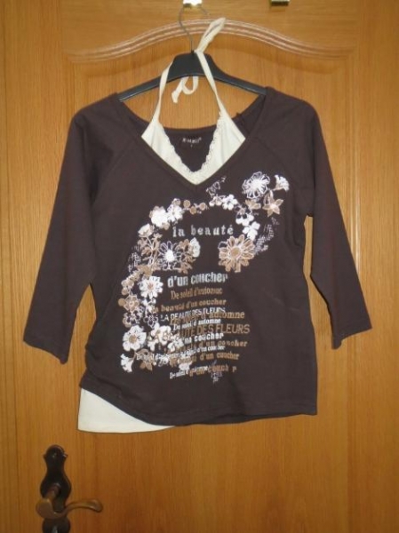 Shirt, 2-in-1 Optik, Gr.42/M, braun