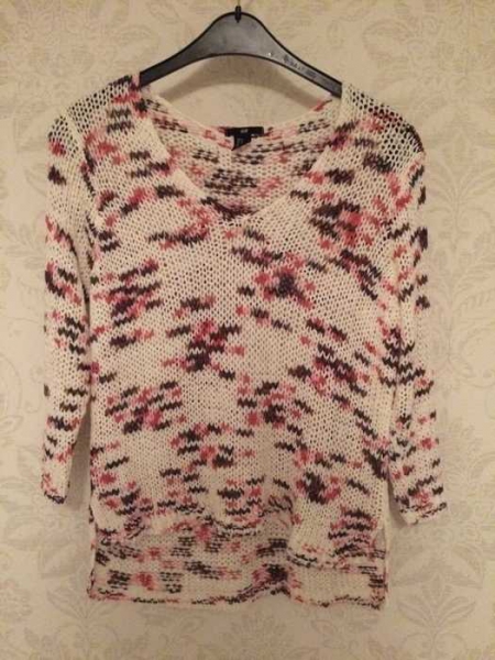H&M Pulli weiß rosa lila pink