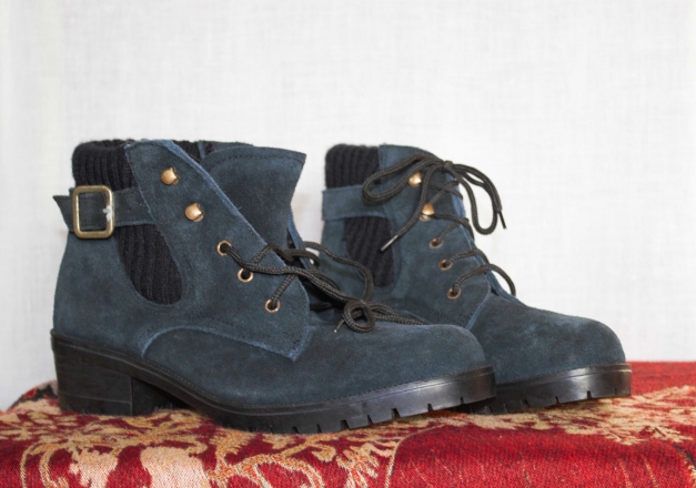 neue schwarze Nubuk Schnürstiefeletten, 39