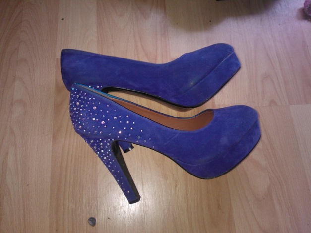 High heels Blau Glitzer Steine