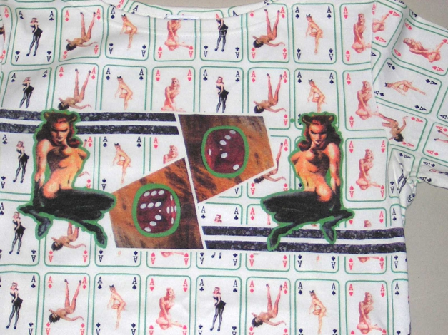 50s rockabella SHIRT pinup Gr.L spielkarten DRUCK Fashion Hero Annika