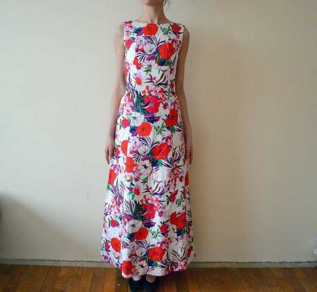 Vintage 60s maxi floral bright dress