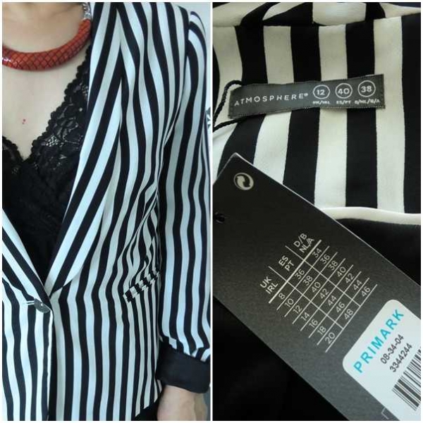 Gestreifter Boyfriendblazer schwarz weiß Jacke Streifen Stripes neu 38 S M