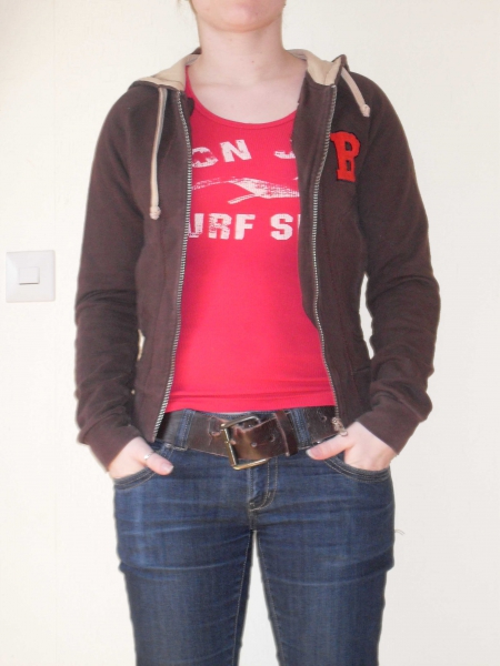 Blend Sweathirtjacke braun beige rot Gr. XS