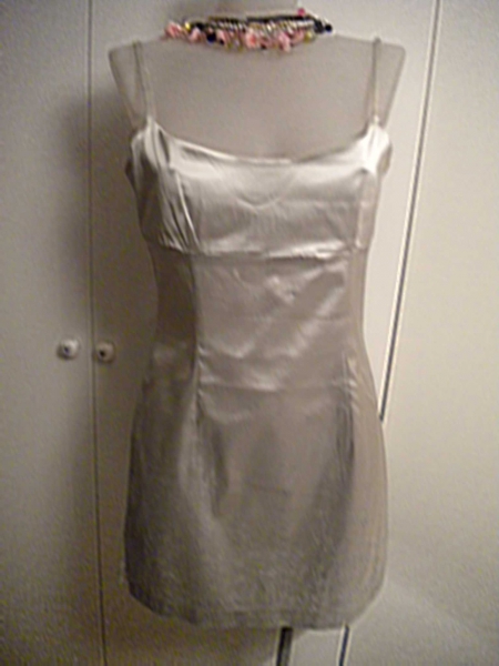 silbernes Satin Mini Kleid Bohéme 