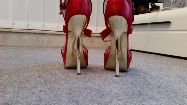  Plateau Highheels Rot/Gold