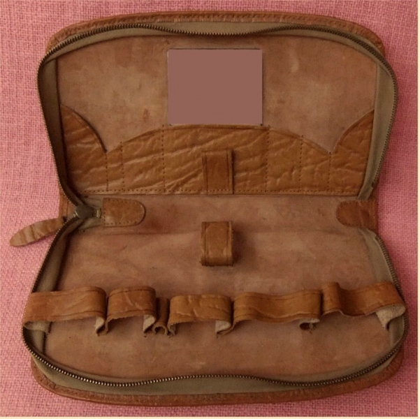 Echtleder Herren-Kosmetik-Tasche , Vintage - 1960er Jahre