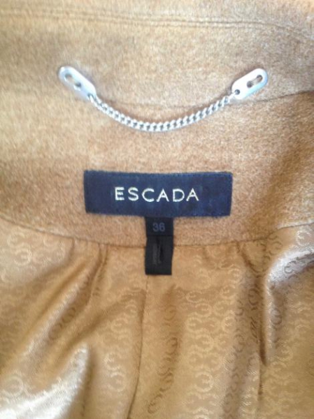 Escada Mantel beige nude braun S 36 Wolle Seide Wollmantel