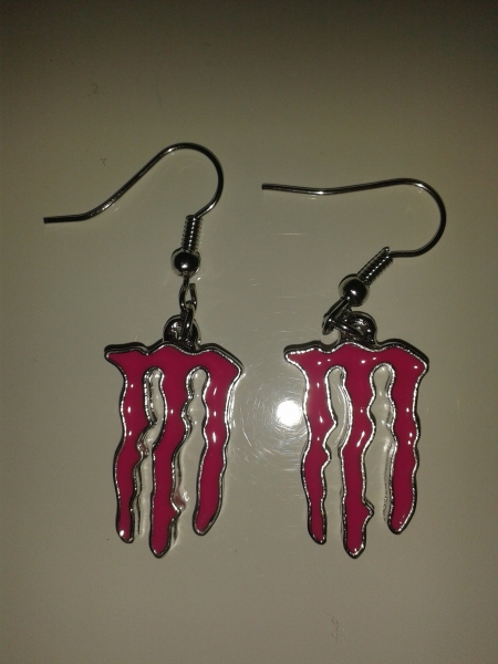 Monster Ohrringe, Energydrink, pink