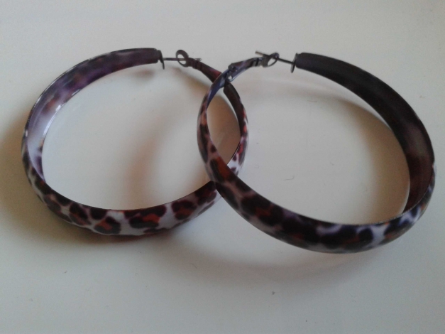 Leopard Creolen braun/weiß